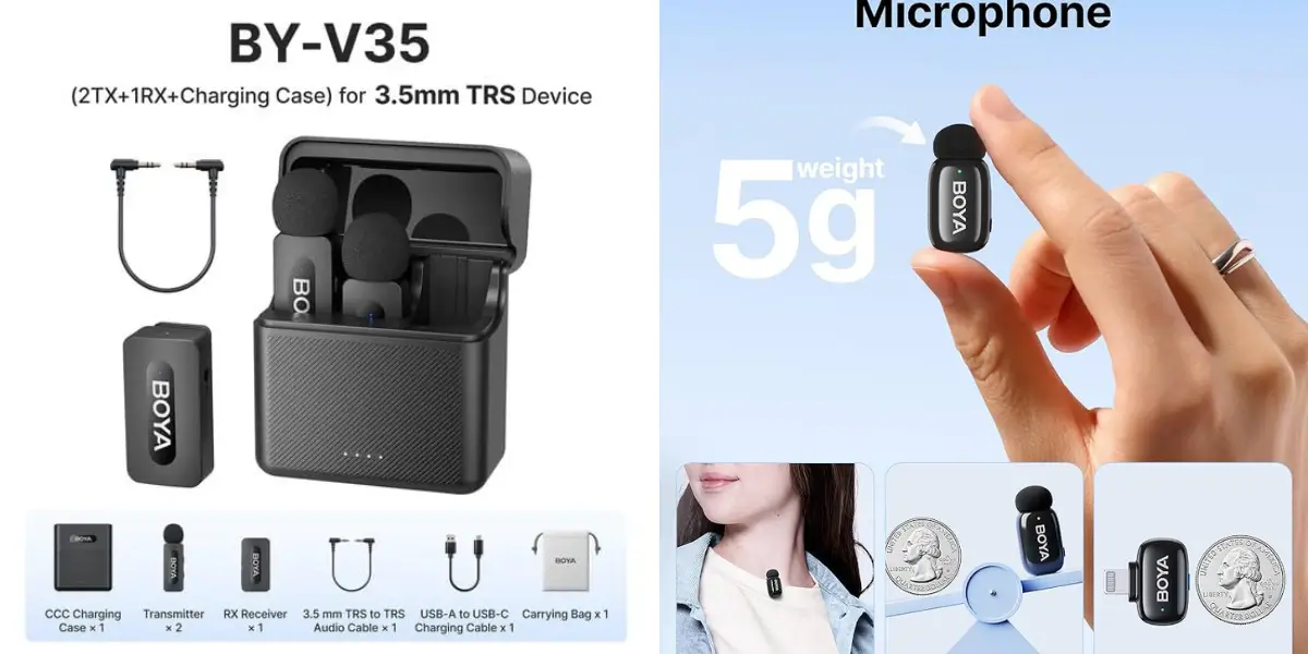 BOYA BYV35 2.4 GHz Dual Channel Wireless Microphone for Camera (3).webp